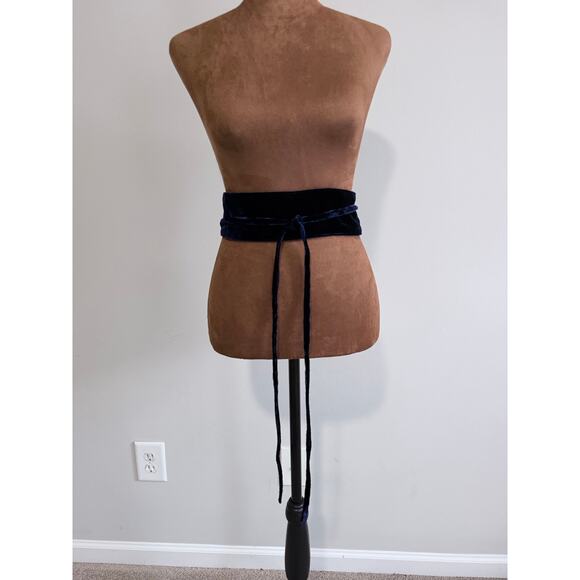 Eileen Fisher Velvet Wrap Belt Navy Blue Silk Blend Tie Waist Sash NWT SzM $78 main image 4